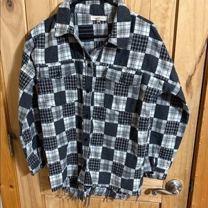 Gilded Intent Black, Gray and White Plaid Button-Up Shirt